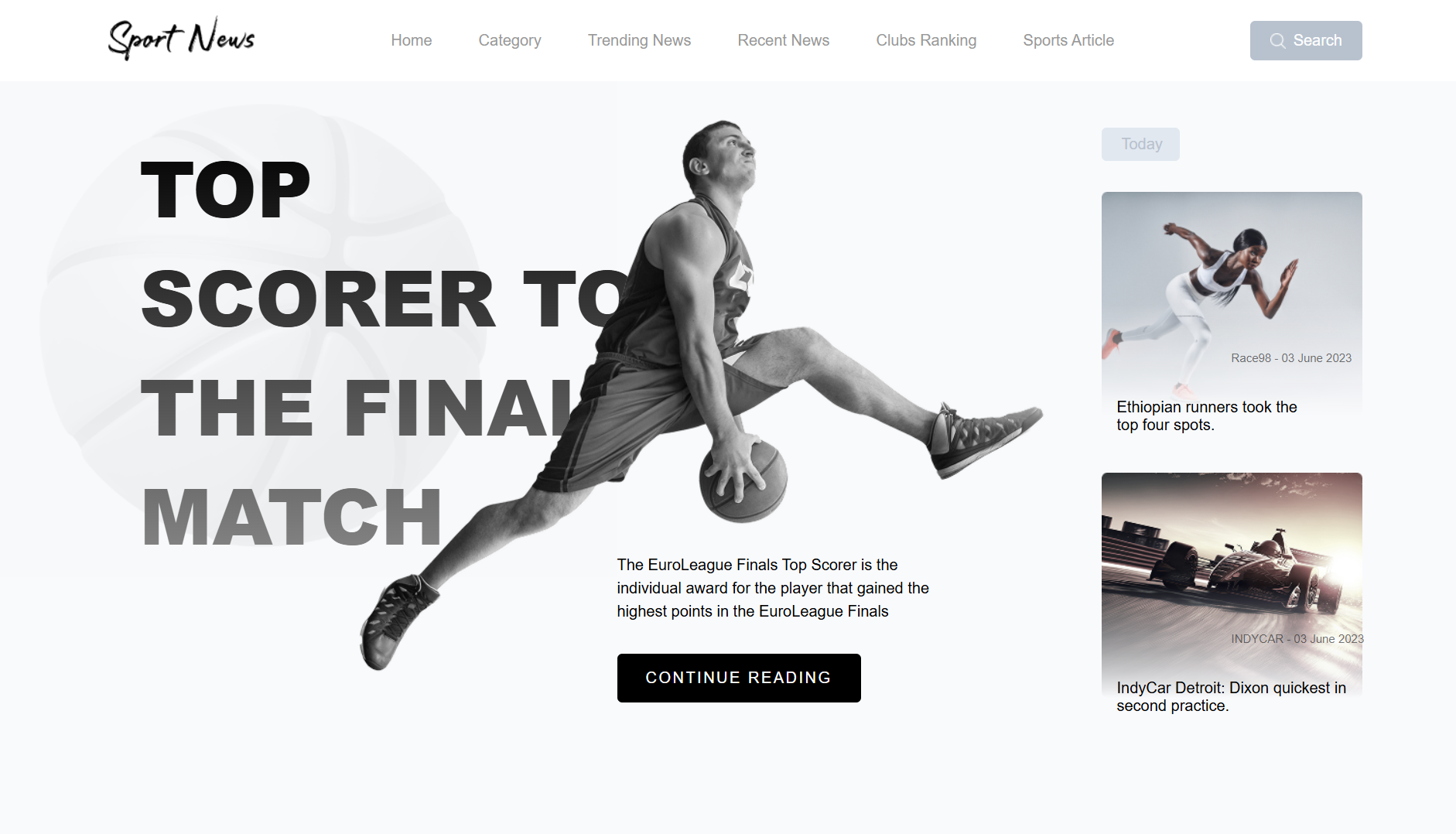 Preview of the Sports News website featuring football updates